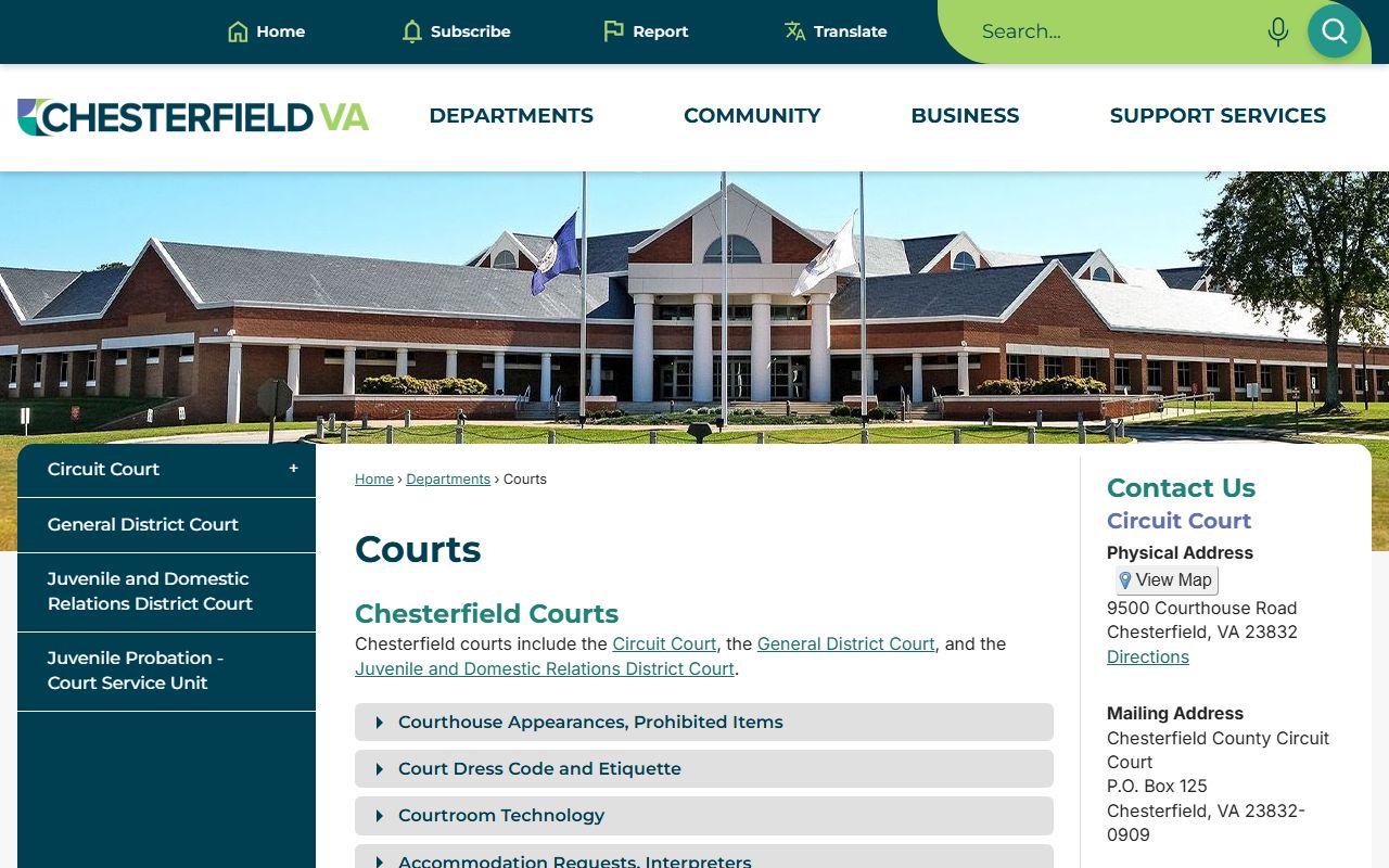 Chesterfield County DUI Records - Chesterfield County Courts at 9500 Courthouse Road